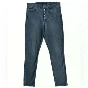 Joe’s Jeans Women’s High Rise Skinny Ankle Jeans Dark Gray Wash Frayed Hem Sz 31